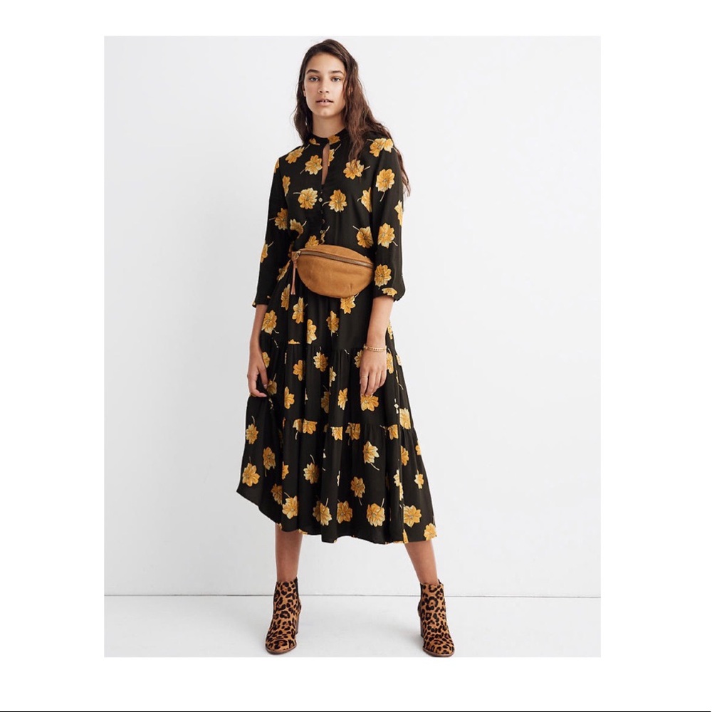 Madewell Button-Front Tier Dress in Fall Flowers